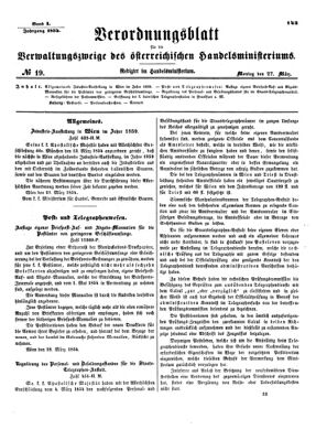 Verordnungsblatt für die Verwaltungszweige des österreichischen Handelsministeriums 18540327 Seite: 1