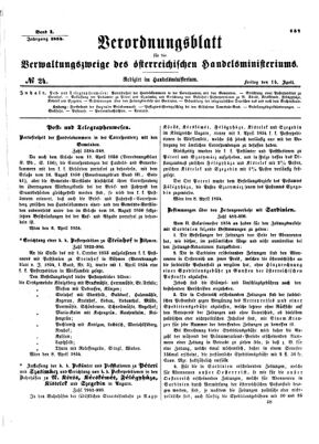 Verordnungsblatt für die Verwaltungszweige des österreichischen Handelsministeriums 18540414 Seite: 1