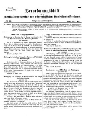 Verordnungsblatt für die Verwaltungszweige des österreichischen Handelsministeriums 18540502 Seite: 1