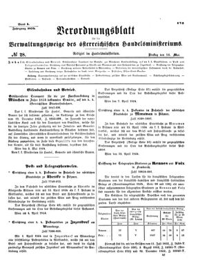 Verordnungsblatt für die Verwaltungszweige des österreichischen Handelsministeriums 18540516 Seite: 1