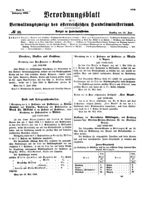 Verordnungsblatt für die Verwaltungszweige des österreichischen Handelsministeriums 18540610 Seite: 1