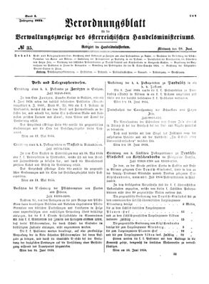 Verordnungsblatt für die Verwaltungszweige des österreichischen Handelsministeriums 18540628 Seite: 1