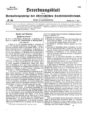 Verordnungsblatt für die Verwaltungszweige des österreichischen Handelsministeriums 18540701 Seite: 1