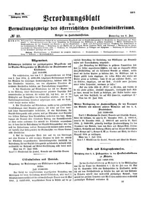 Verordnungsblatt für die Verwaltungszweige des österreichischen Handelsministeriums 18540706 Seite: 1