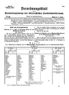 Verordnungsblatt für die Verwaltungszweige des österreichischen Handelsministeriums 18540801 Seite: 1