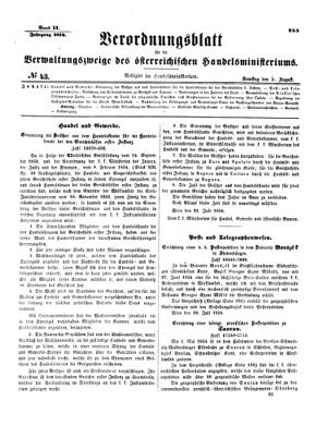 Verordnungsblatt für die Verwaltungszweige des österreichischen Handelsministeriums 18540805 Seite: 1