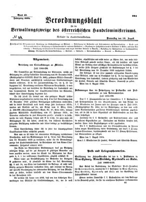 Verordnungsblatt für die Verwaltungszweige des österreichischen Handelsministeriums 18540810 Seite: 1