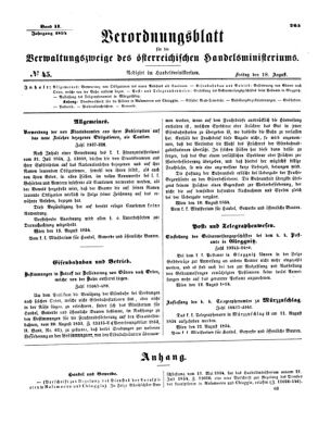 Verordnungsblatt für die Verwaltungszweige des österreichischen Handelsministeriums 18540818 Seite: 1