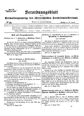 Verordnungsblatt für die Verwaltungszweige des österreichischen Handelsministeriums 18540826 Seite: 1