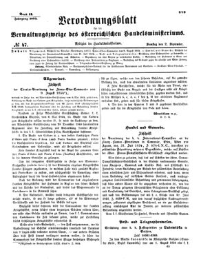 Verordnungsblatt für die Verwaltungszweige des österreichischen Handelsministeriums 18540902 Seite: 1