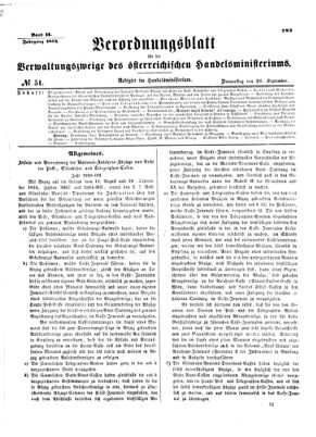 Verordnungsblatt für die Verwaltungszweige des österreichischen Handelsministeriums 18540928 Seite: 1