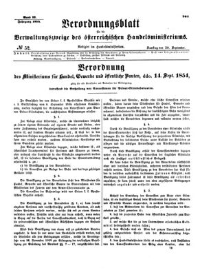 Verordnungsblatt für die Verwaltungszweige des österreichischen Handelsministeriums 18540930 Seite: 1