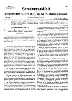 Verordnungsblatt für die Verwaltungszweige des österreichischen Handelsministeriums 18541027 Seite: 1