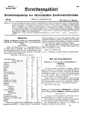 Verordnungsblatt für die Verwaltungszweige des österreichischen Handelsministeriums 18541109 Seite: 1