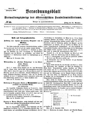 Verordnungsblatt für die Verwaltungszweige des österreichischen Handelsministeriums 18541124 Seite: 1