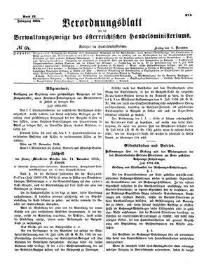 Verordnungsblatt für die Verwaltungszweige des österreichischen Handelsministeriums 18541201 Seite: 1