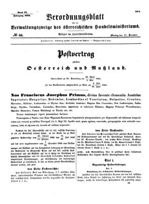 Verordnungsblatt für die Verwaltungszweige des österreichischen Handelsministeriums 18541211 Seite: 1