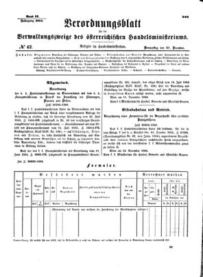 Verordnungsblatt für die Verwaltungszweige des österreichischen Handelsministeriums 18541221 Seite: 1