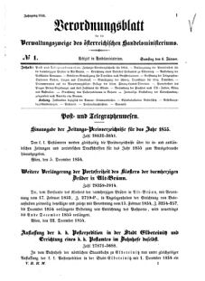 Verordnungsblatt für die Verwaltungszweige des österreichischen Handelsministeriums 18550106 Seite: 1