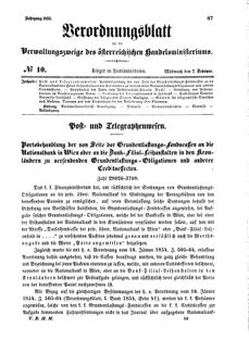 Verordnungsblatt für die Verwaltungszweige des österreichischen Handelsministeriums 18550207 Seite: 1