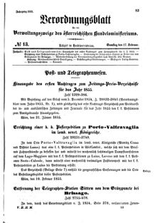 Verordnungsblatt für die Verwaltungszweige des österreichischen Handelsministeriums 18550217 Seite: 1