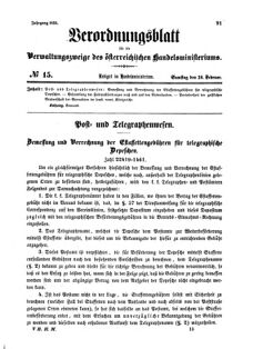 Verordnungsblatt für die Verwaltungszweige des österreichischen Handelsministeriums 18550224 Seite: 1