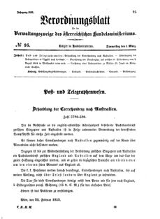 Verordnungsblatt für die Verwaltungszweige des österreichischen Handelsministeriums 18550301 Seite: 1