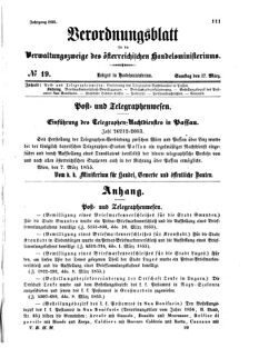 Verordnungsblatt für die Verwaltungszweige des österreichischen Handelsministeriums 18550317 Seite: 1