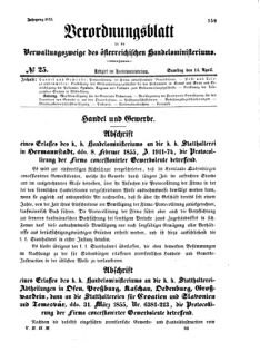 Verordnungsblatt für die Verwaltungszweige des österreichischen Handelsministeriums 18550414 Seite: 1