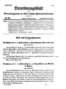 Verordnungsblatt für die Verwaltungszweige des österreichischen Handelsministeriums 18550419 Seite: 1