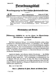 Verordnungsblatt für die Verwaltungszweige des österreichischen Handelsministeriums 18550427 Seite: 25