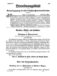 Verordnungsblatt für die Verwaltungszweige des österreichischen Handelsministeriums 18550504 Seite: 1