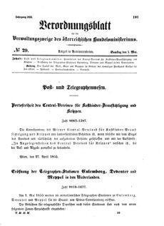 Verordnungsblatt für die Verwaltungszweige des österreichischen Handelsministeriums 18550505 Seite: 1