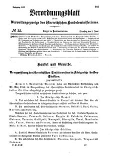 Verordnungsblatt für die Verwaltungszweige des österreichischen Handelsministeriums 18550605 Seite: 1