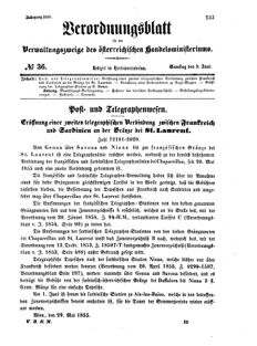 Verordnungsblatt für die Verwaltungszweige des österreichischen Handelsministeriums 18550609 Seite: 1