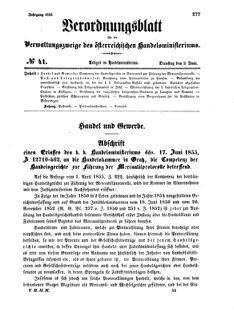 Verordnungsblatt für die Verwaltungszweige des österreichischen Handelsministeriums 18550703 Seite: 1