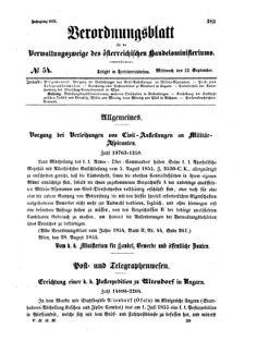 Verordnungsblatt für die Verwaltungszweige des österreichischen Handelsministeriums 18550912 Seite: 1