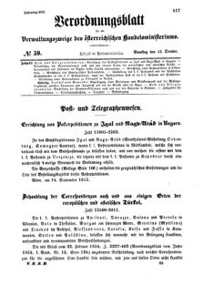 Verordnungsblatt für die Verwaltungszweige des österreichischen Handelsministeriums 18551013 Seite: 1