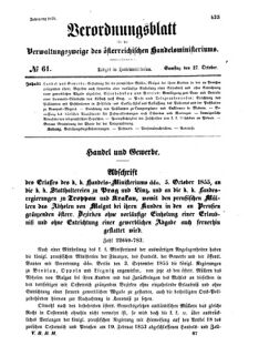 Verordnungsblatt für die Verwaltungszweige des österreichischen Handelsministeriums 18551027 Seite: 1