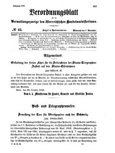 Verordnungsblatt für die Verwaltungszweige des österreichischen Handelsministeriums 18551107 Seite: 1