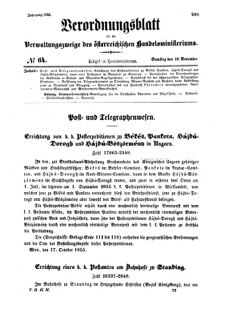 Verordnungsblatt für die Verwaltungszweige des österreichischen Handelsministeriums 18551110 Seite: 1