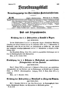 Verordnungsblatt für die Verwaltungszweige des österreichischen Handelsministeriums 18551121 Seite: 1