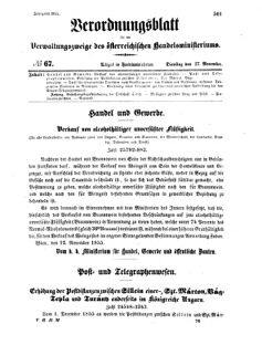 Verordnungsblatt für die Verwaltungszweige des österreichischen Handelsministeriums 18551127 Seite: 1