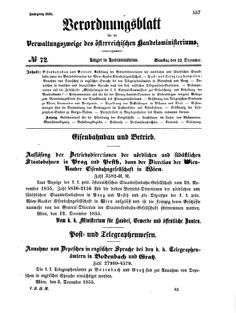 Verordnungsblatt für die Verwaltungszweige des österreichischen Handelsministeriums 18551222 Seite: 1