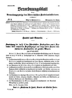 Verordnungsblatt für die Verwaltungszweige des österreichischen Handelsministeriums 18560116 Seite: 1