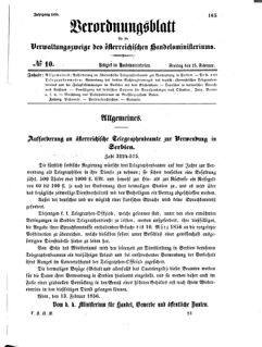 Verordnungsblatt für die Verwaltungszweige des österreichischen Handelsministeriums 18560215 Seite: 1