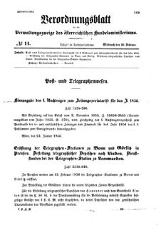 Verordnungsblatt für die Verwaltungszweige des österreichischen Handelsministeriums 18560220 Seite: 1