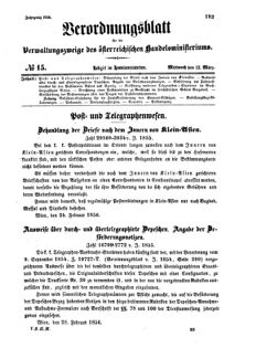 Verordnungsblatt für die Verwaltungszweige des österreichischen Handelsministeriums 18560312 Seite: 1