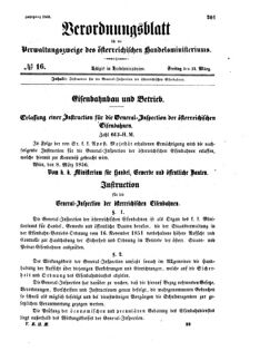 Verordnungsblatt für die Verwaltungszweige des österreichischen Handelsministeriums 18560314 Seite: 1