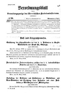 Verordnungsblatt für die Verwaltungszweige des österreichischen Handelsministeriums 18560402 Seite: 1